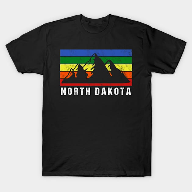 Retro Vintage North Dakota USA Mountain Gift T-Shirt by JKFDesigns